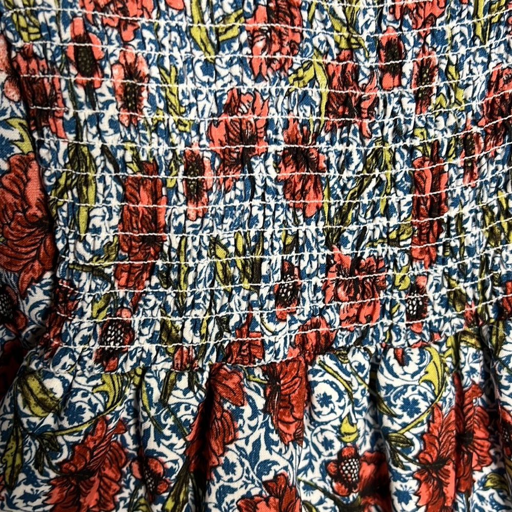 Alter'd State Floral Smocked Off Shoulder Romper shorts size S long sleeve lined - Picture 5 of 8